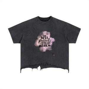 T-shirt Homme Personnalisé Col Rond en Coton Épais à Épaules Tombantes, Coupe Oversize avec Patch Appliqué, Coupe Courte et Ample - Product Image 1