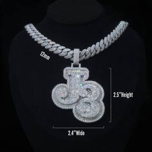 Men Charms Jewelry Iced Custom Hiphop <b>Pendant</b> Moissanite Name Letter <b>Initial</b> 925 Sterling <b>Silver</b> - Product Image 1