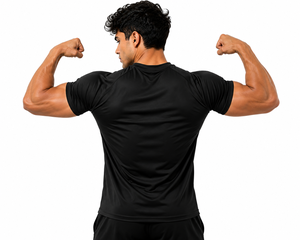 Camiseta deportiva de manga corta azul para hombre Dumela, cuello redondo, ajustada, de secado rápido, tejido de punto transpirable, antipilling en la parte delantera - Product Image 4