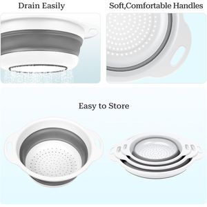 Juego de 3 Coladores Plegables Resistentes de PP+TPE, Escurridores de Cocina Plegables que Ahorran Espacio con Base Antideslizante - Product Image 4