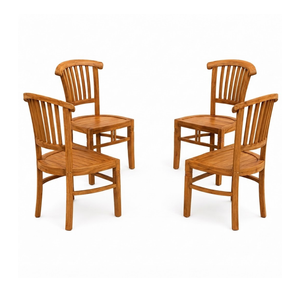 Ensemble de salle à manger d'extérieur en teck massif, table ronde, 4 fauteuils, meubles de jardin pour hôtel, resort, villa - Product Image 3