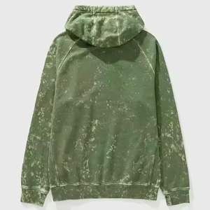 Men's Regular Fit Hooded Sweatshirt Solid Color Washed Cotton Fleece <b>Lightweight</b> Plain Dyed 500g Streetwear Customizable Pocket - Product Image 4