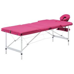 Table de massage pliable en aluminium rose avec 3 zones pour usage domestique ou professionnel - Product Image 1