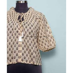 เดรสลำลองสไตล์วินเทจลายดอกไม้สำหรับผู้หญิง ผ้าฝ้าย 100% ระบายอากาศได้ดี เป็นมิตรกับสิ่งแวดล้อม คอกลม ทรงบาน เอวธรรมชาติ ไซส์พลัส ทำด้วยมือ - Product Image 2