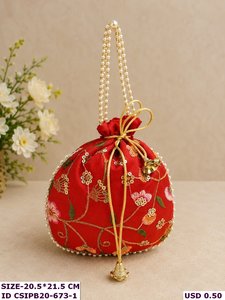 Indian Handmade Stylish <b>Embroidered</b> Potli <b>Clutch</b> Elegant Multi Color Craftstages International - Product Image 4
