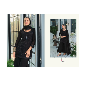 Traje Palazzo Premium de Georgette Auténtico con Bordados, Elegante Conjunto Étnico de Kurta y Palazzo de Diseñador, Atuendo de Fiesta para Mujer - Product Image 1