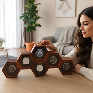 Organizador de Relojes de Madera con Cojines Suaves, Estuche de Exhibición de Relojes de Madera con Cerradura y Llave de AYAANS - Product Image 2