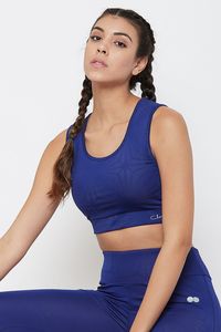 Soutien-gorge de sport sans couture bleu pour femme, rembourré, séchage rapide, idéal pour l'entraînement, la gym, le running, le fitness et le yoga - Product Image 3
