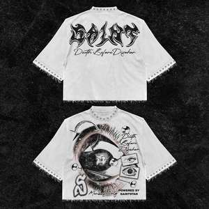 T-shirt pour homme en coton 100% lourd, surdimensionné, avec motifs personnalisés, impression sérigraphique, manches courtes, style hip-hop - Product Image 4