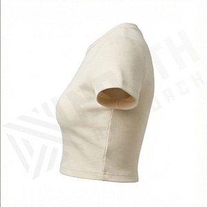 T-shirt court à motifs pour femme, manches courtes, en coton, collection 2025 – T-shirt élégant, mode boutique, vêtements de sport, tenue d'entraînement, équipement de gym - Product Image 3