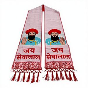 Châles en coton imprimés religieux personnalisés pour les cérémonies du temple, châle imprimé numériquement avec mantras spirituels, vente en gros - Product Image 1