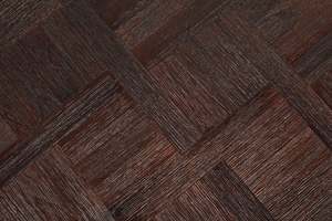 Mesa de Comedor de Madera de Teca con Patrón Geométrico Industrial, Acabado Marrón, Forma Irregular, Patas Redondas de Metal con Acabado Negro Mate para el Hogar y la Cocina - Product Image 6