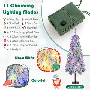 6 Feet <b>Hinged</b> Christmas Tree with 458 Branch Tips Flocked and Warm White LED <b>Lights</b> - Product Image 4