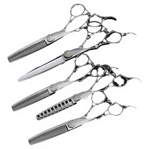 Left Handed Professional Barber Scissors Set 440C Stainless Steel Hair Cutting and Thinning <b>Shear</b> Kit By Dentavex - Product Image 5