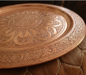 Bandeja Redonda de Metal Sólido con Textura de Cobre, Decoración para el Hogar, Artículo para Regalo, Bandeja Decorativa, Bandejas para Servir en Bodas - Product Image 3