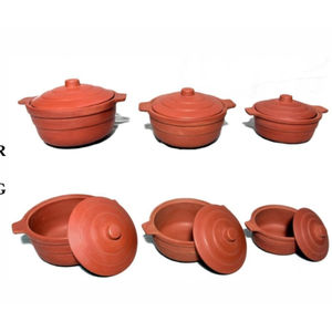 Ensemble de casseroles rondes en terre cuite (20 cm de diamètre avec couvercles, sans revêtement) - Product Image 3