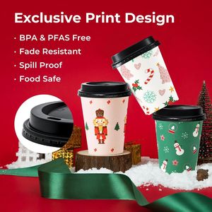 Confezione Premium da 50 Tazze da Caffè Usa e Getta da 350 ml con Coperchi, Antigoccia, in Carta, per Ufficio e Viaggio - Product Image 2