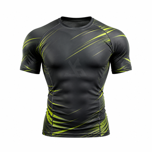 T-shirt de compression athlétique pour homme, séchage rapide, évacuation de l'humidité, idéal pour la gym, le fitness, la course, la natation, le surf et les activités sportives. - Product Image 1