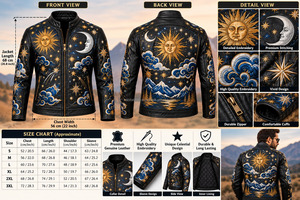 Veste de motard rétro de luxe personnalisée avec broderie complète, style streetwear, motif lion, animal, nature, pour les amateurs de cuisine, en cuir véritable pour hommes - Product Image 5