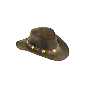 Sombrero de Vaquero de Cuero Marrón de Primera Calidad Estilo Occidental – Ala Ancha para Protección Solar de Cara y Cuello, Correa de Barbilla Desmontable en Tallas S–2XL - Product Image 1