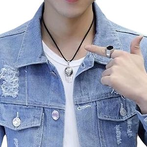 เสื้อแจ็คเก็ตยีนส์ผู้ชาย แบบลำลอง ติดกระดุมด้านหน้า สีพื้น ทรงปกติ สำหรับฤดูใบไม้ร่วงและฤดูหนาว กันลม เป็นมิตรกับสิ่งแวดล้อม ผ้าฝ้าย 100% ซักได้ - Product Image 4