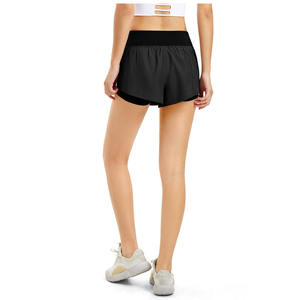 <b>Women's</b> Beige High Waist Polyester Sports <b>Skorts</b> Quick Dry Elastic Waistband Draped Yoga Shorts 220g - Product Image 2