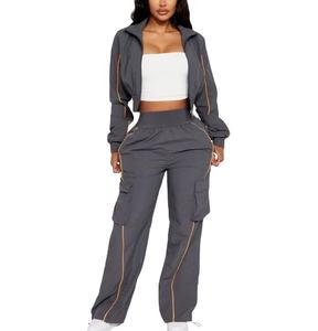 Conjunto Deportivo Cortavientos Personalizado con Nombre y Diseño, Chaqueta y Pantalones para Mujer, Conjunto Cortavientos Resistente al Viento, Ropa Urbana de Alta Calidad 2026 - Product Image 1