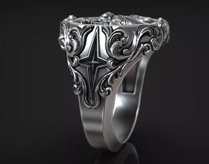 925 Sterling <b>Silver</b> Black Oxidized Lady Justice Orthodox Christian Bezel Setting Gothic Statement <b>Ring</b> for Party - Product Image 3