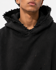Custom Embroidered Distressed Oversized Cotton Hoodie Heavyweight Spring Streetwear <b>Pullover</b> <b>Men's</b> OEM ODM - Product Image 5