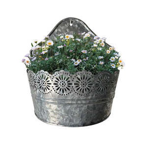 Maceta de pared galvanizada de metal gris de alta calidad Diseño elegante Ideal para la decoración interior del hogar y la Oficina y la exhibición de plantas - Product Image 1