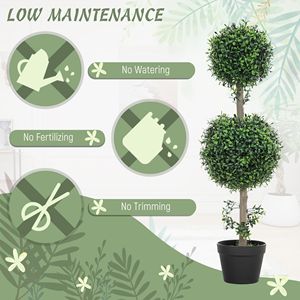 Ensemble de 2 arbres artificiels en buis en pot, plantes artificielles vertes pour l'intérieur et l'extérieur, salon, décoration de la maison, durables - Product Image 6