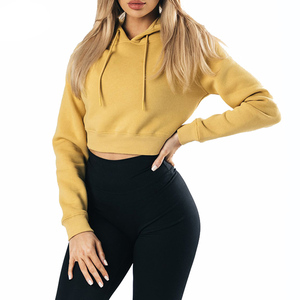 Women’s Cropped Pullover Hoodie Sweatshirt for Casual Wear, <b>Long</b> <b>Sleeve</b> Fleece Crop Hoodie <b>Top</b> with Drawstring Hood and Relaxed - Product Image 1