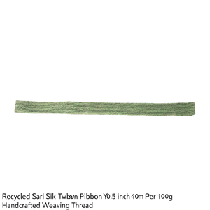 Recycled Sari Silk Twisted <b>Ribbon</b> <b>Yarn</b>-0.5 Inch 40m Per 100g Handcrafted Weaving Thread - Product Image 2