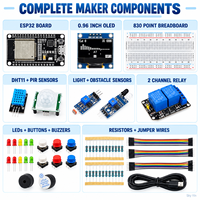Kit de démarrage WiFi ESP32 ESP-32S avec OLED, DHT11, PIR, relais, breadboard, modules de capteurs, kit d'apprentissage IoT, carte de développement IoT