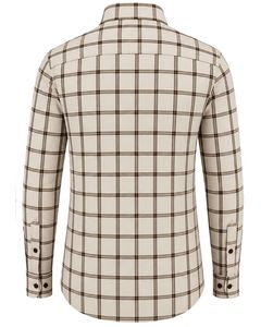 Camisa de Franela a Cuadros Beige Marrón para Hombre, Casual y Formal, de Manga Larga, con Botones, de Algodón, para Oficina, Personalizable - Product Image 2