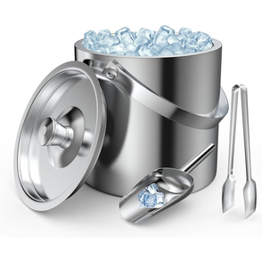 Cubos enfriadores de vino de acero inoxidable pulido a espejo, elegantes cubos de hielo de acero martillado, ¡gran oferta! - Product Image 6