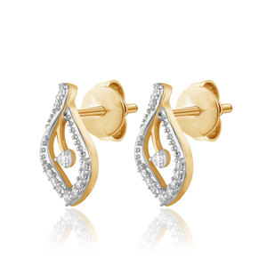 Pendientes de Diamantes Redondos de Oro Sólido de 18K para Mujer, Corte Brillante, Joyería de Lujo para Uso Diario - Product Image 3