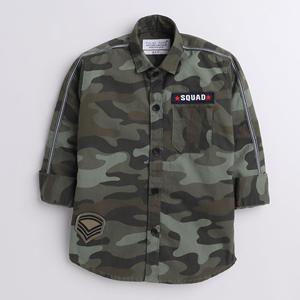 เสื้อเชิ้ตแขนยาวลายพรางทหารพิมพ์ลายทหาร - สีเขียว - Product Image 2