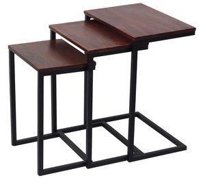 Modern Living Room Home Office Rectangular Metal Side Tables Metal Legs MDF Table Top METAL WAVE Model 10955 Durable Stackable - Product Image 2