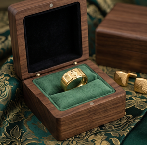 DIVYORO Bague classique pour homme, plaquée or, avec motif géométrique gravé, pour occasions festives et usage quotidien - Product Image 4