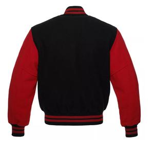 เสื้อแจ็คเก็ตเบสบอลวินเทจสำหรับผู้ชาย แขนหนัง แต่งตัวอักษร สไตล์ Letterman สำหรับฤดูหนาว ผ้าฟลีซขนสัตว์ คอตั้ง สไตล์ไฮสตรีท สีสันปรับแต่งได้ - Product Image 2