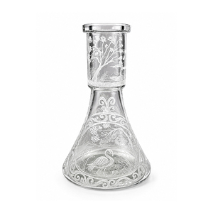 Farida Hookahs - Jarrones de Lujo Bohemios de Vidrio Transparente con Grabado a Mano Profundo, Tipo Espejo, Acabado Brillante, 30 cm, Estilo Egipcio - Product Image 1