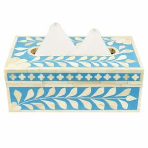 Artisan handcrafted bone inlay resin <b>tissue</b> <b>box</b> for luxury home decor bathroom living room tabletop organization - Product Image 2