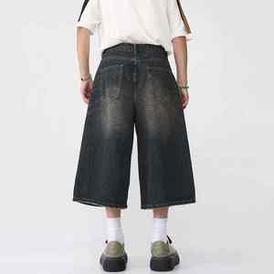 Summer Breathable Light Wash Custom Mens Straight Baggy Distressed Vintage Woven Belt Crystal Detail Streetwear - Product Image 3