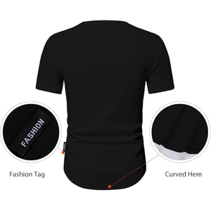 เสื้อเชิ้ตเฮนลีย์ทรงสลิมสำหรับผู้ชาย – เสื้อยืดออกกำลังกายคอกลมทรงยาวพร้อมกระดุม - Product Image 5