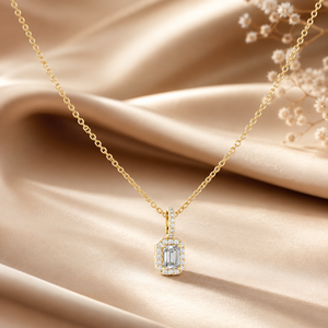 14K Yellow Gold Lab Grown <b>Emerald</b> Cut Diamond <b>Pendant</b> IGI Certificate Luxury Style Women's Wedding & Everyday Wear - Product Image 2