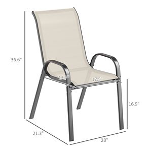 "4 <b>Stackable</b> Patio <b>Chairs</b> with High Back & Mesh Seat for Garden Lawn Beige <b>Outdoor</b> Dining" - Product Image 3
