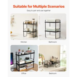 Scaffale da Cucina Espandibile a 2 Livelli Resistente, Organizzatore da Piano di Lavoro Regolabile con Spazio di Archiviazione Personalizzabile per Alimenti - Product Image 6