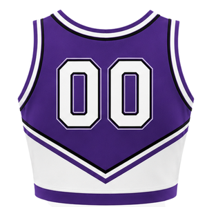 Haut court sans manches pour femme, col en V, violet, blanc, noir, pour cheerleading, performance athlétique, uniforme d'équipe, compétition sportive - Product Image 2