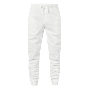 NAQQASH SPORTS Unisex <b>White</b> Polyester/Cotton Fleece Four-Way Stretch Sweatpants Solid Drawstring Closure Casual <b>Joggers</b> Full - Product Image 1